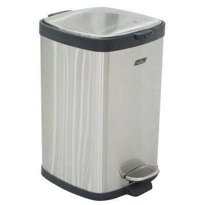 Stainless Steel 12 Ltr Square pedal bin with soft close & Fingerprint Resistance